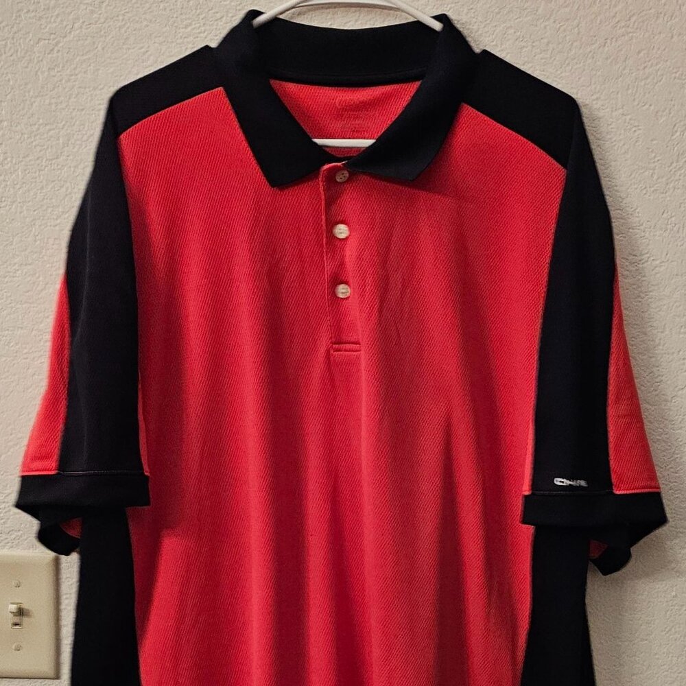 CHAPS XXL Men's Polo - Dark Pink and Navy Colorblock - Golf Shirt